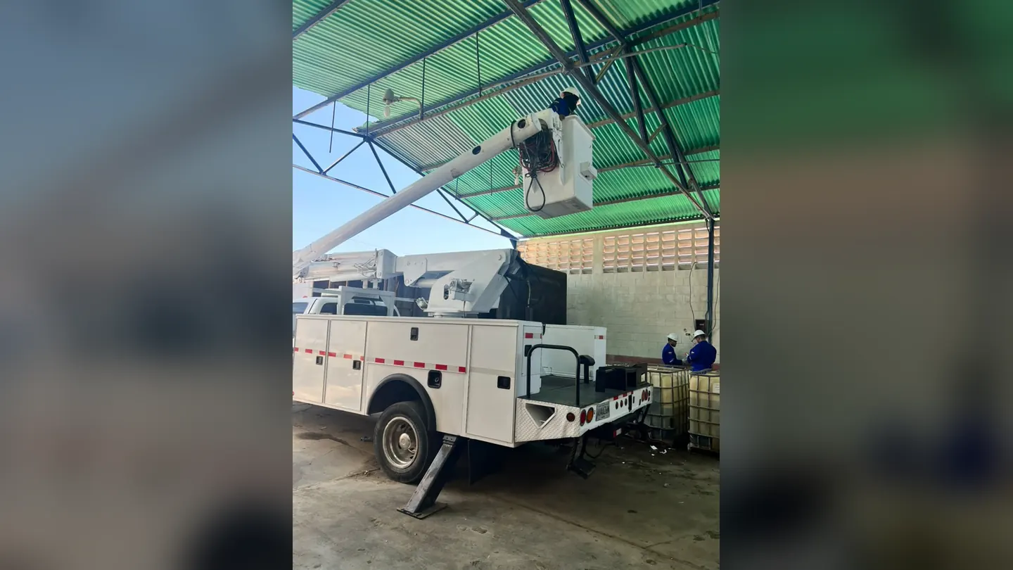 Canastilla elevada durante una revisión en el galpón