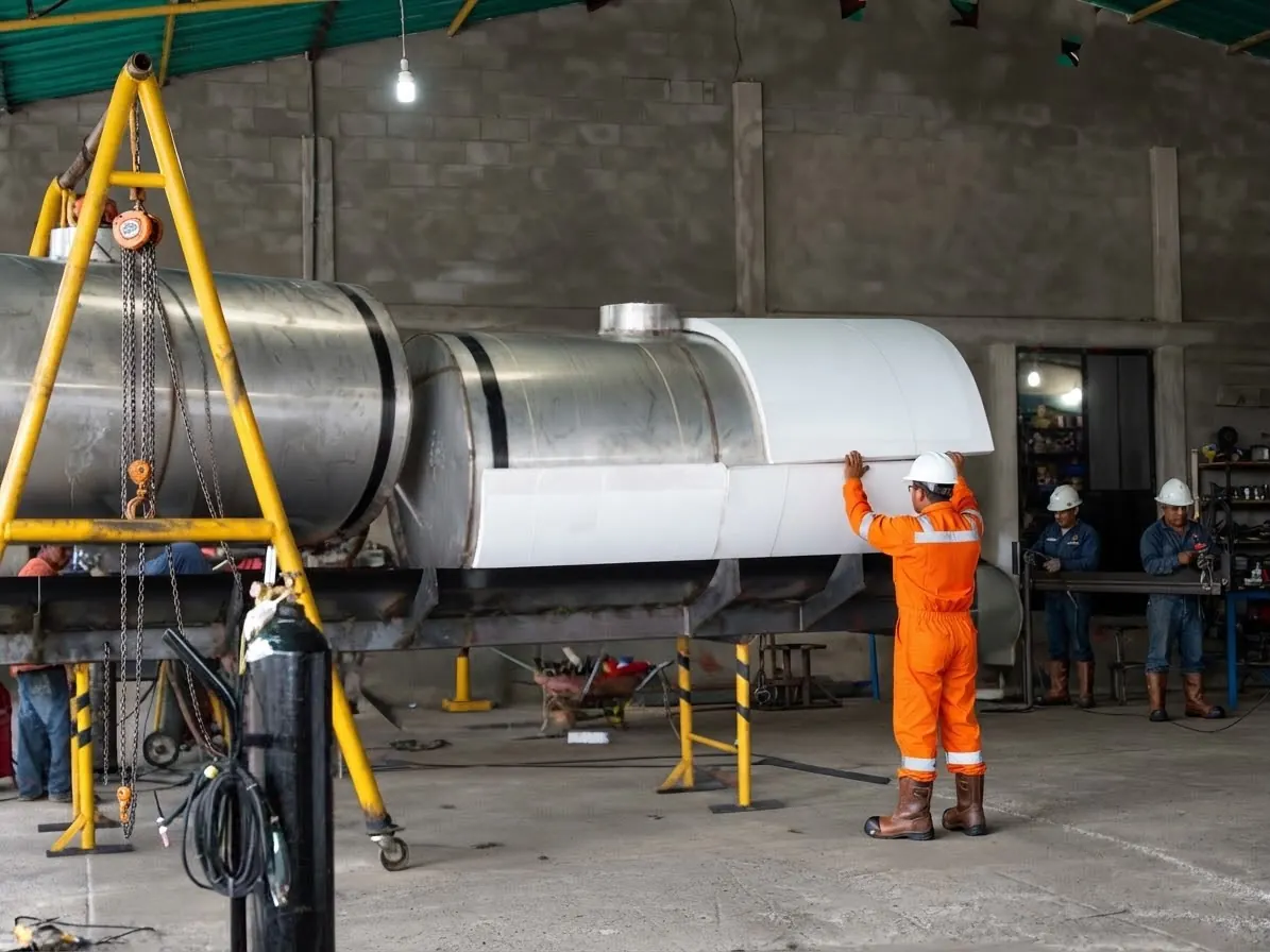 Joining tank sections in the workshop