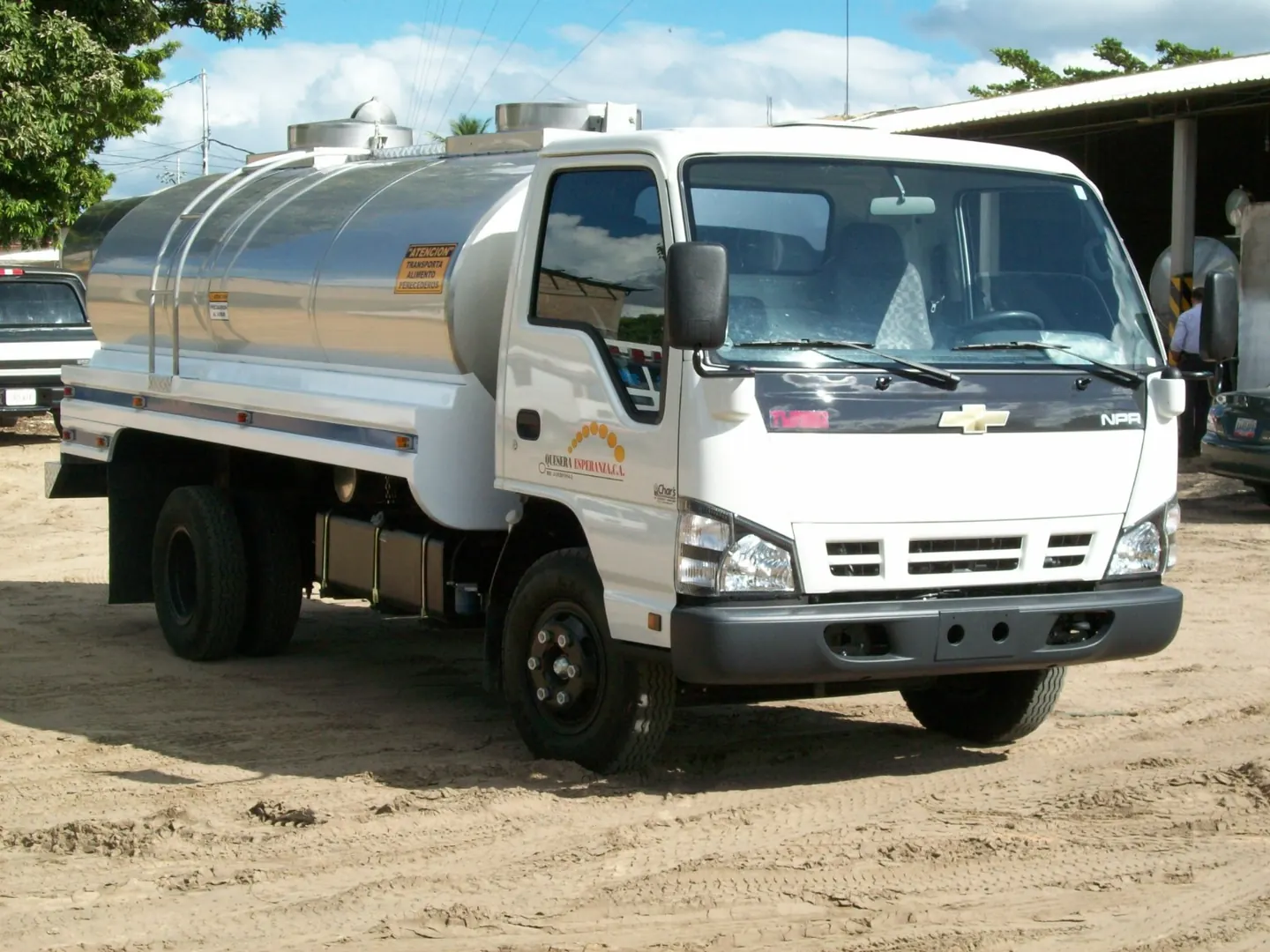 Finished tanker truck in the workshop yard