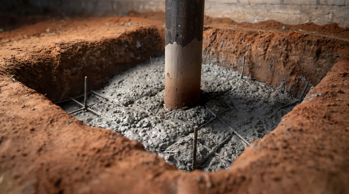 Pedestal foundation poured on site