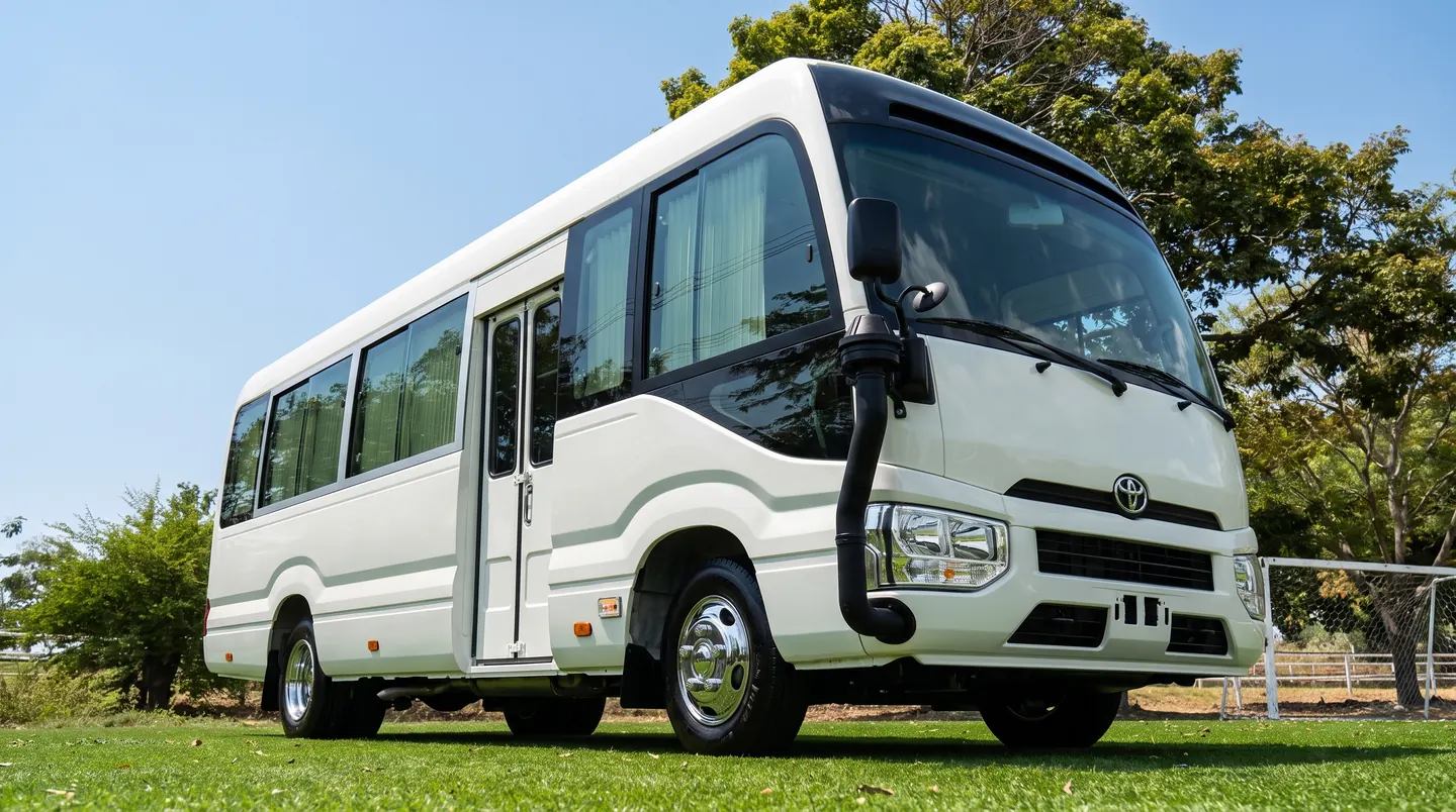 Coaster bus from the personnel transport fleet