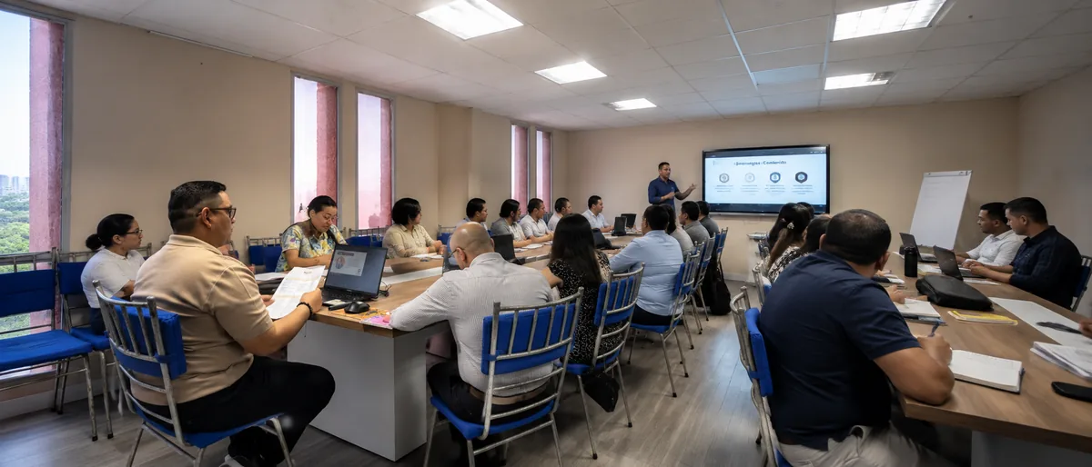 Presentación técnica en sala de reuniones de PPD