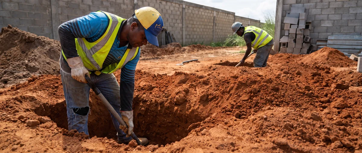 Excavación de fundaciones en obra civil